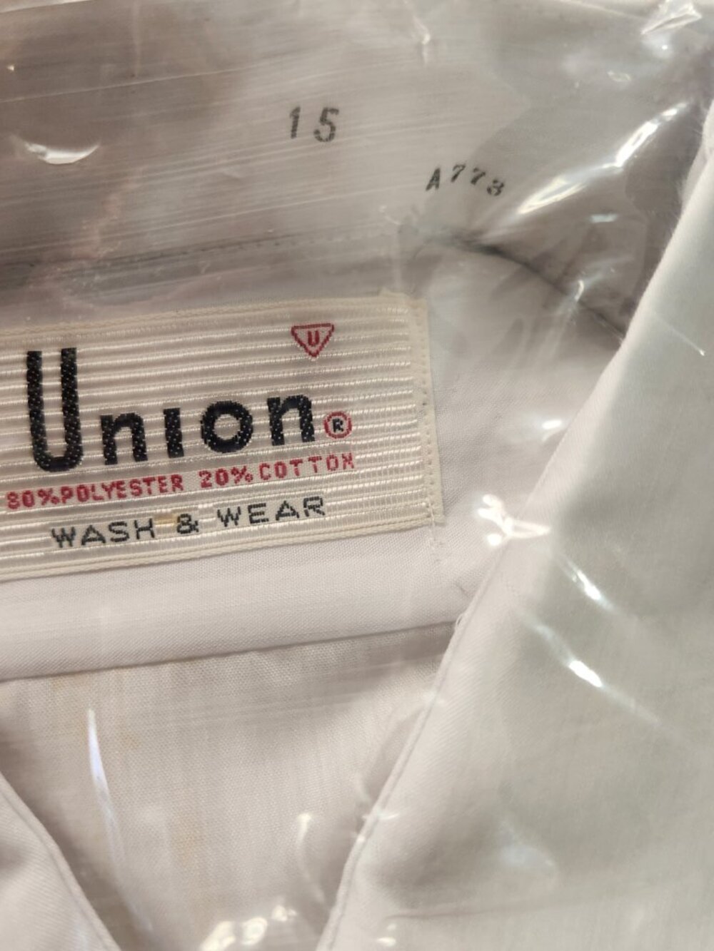 Vintage Union Wash & Wear Mens White Collared Shirt Size 15 NOS - Picture 5 of 8